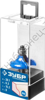 ЗУБР 38.1x15мм, радиус 6.3мм, фреза кромочная калевочная №8