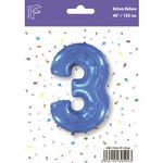 Шар (40"/102 см) Цифра, 3, Синий, 1 шт. в упак.
