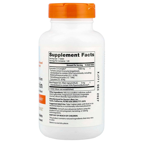 Doctor's Best, легкоусвояемый куркумин, 1000 мг, 120 таблеток