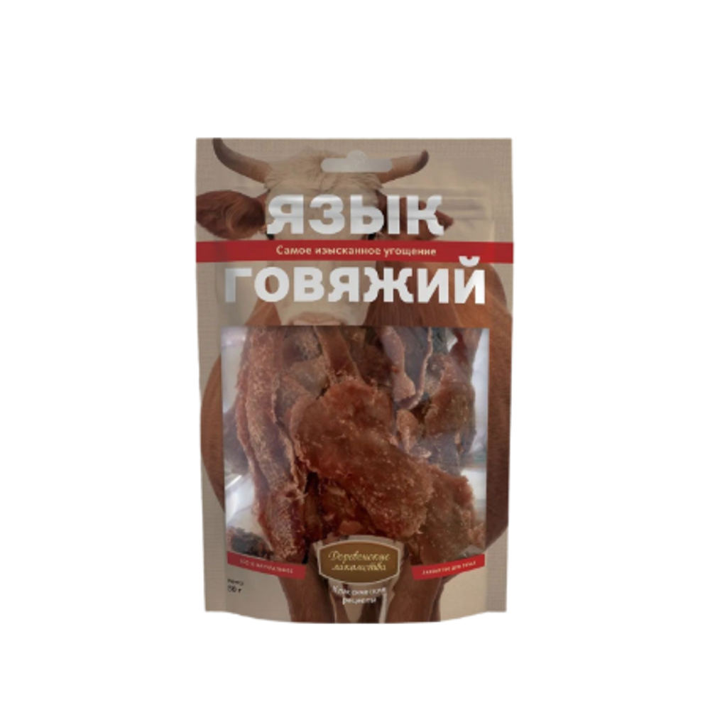 Язык говяжий для собак Деревенские лакомства 0,05кг