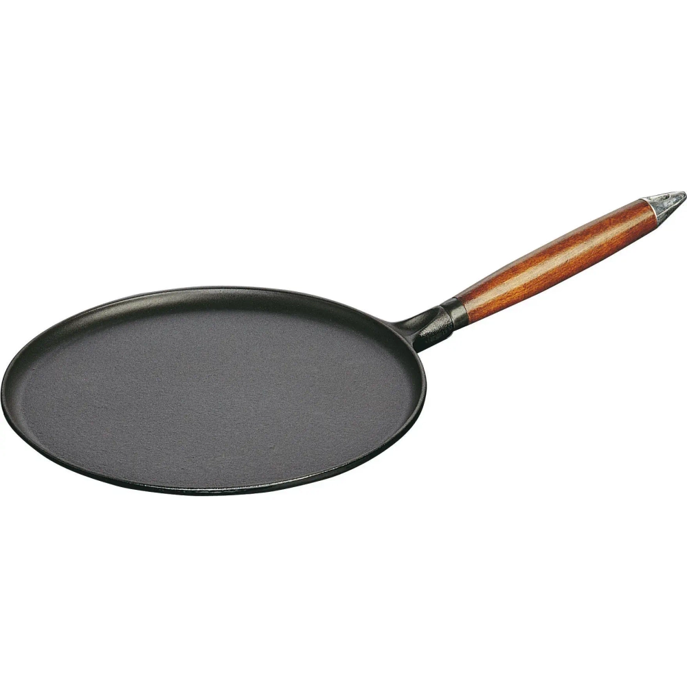 STAUB Сковорода для блинов 28см с деревянной ручкой, черная.