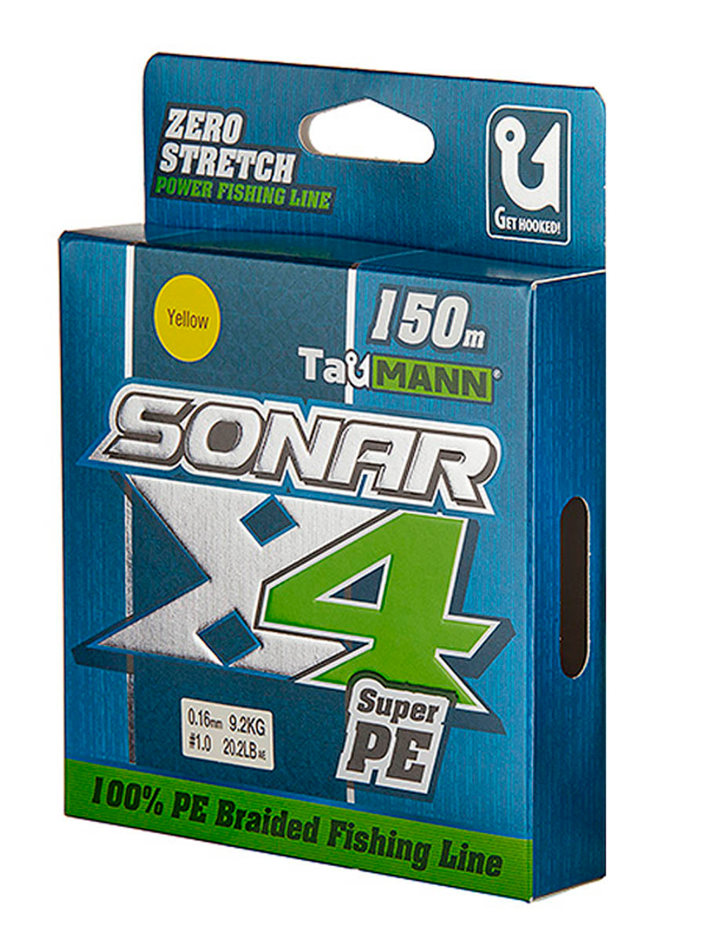 Плетеный шнур для рыбалки TauMANN Sonar PE X4 150m #1.2 (0.18mm) Yellow