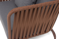 "Багамы" кресло плетеное из роупа, каркас алюминий коричневый (RAL8016) муар, роуп BZ23-ED31, ткань темно-серая 027