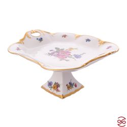 Блюдо квадратное на ножке Queen's Crown Мейсенский букет 32 см