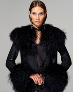 Юбка длины мини из премиального твида с вышивкой