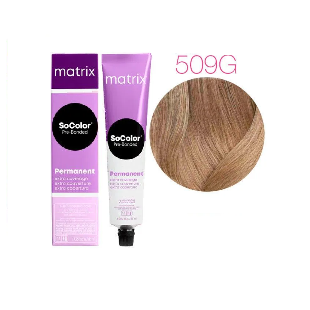 MATRIX SoColor Pre-Bonded стойкая крем-краска для волос 100% покрытие седины 90 мл 509G очень светлый блондин золотистый