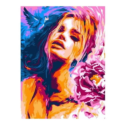 Картина по номерам 28,5*38см "Девушка с цветком" (Lori)