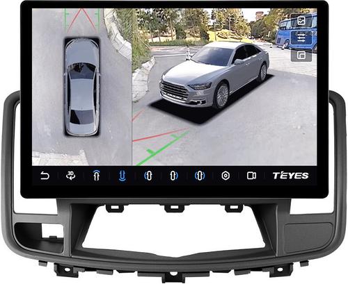 Магнитола для Nissan Teana J32 2008-2013 (ШГУ монохром, рамка 10) - Teyes CC3-2K-360 монитор 13" 2K QLED на Android 10, Быстрая, CarPlay, 4G SIM-слот, 4 камеры в комплекте