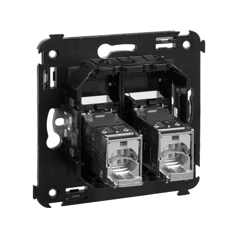 Компьютерная розетка RJ-45 в стену, кат.5e двойная экранированная,"Avanti", "Черный квадрат"