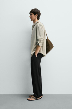 ZARA БРЮКИ STRAIGHT FIT КОМФОРТ, ЧЕРНЫЙ