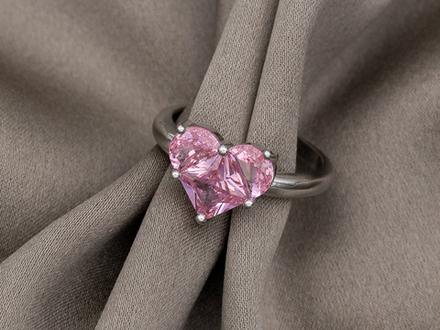 Кольцо Сердце с розовым кристаллом small