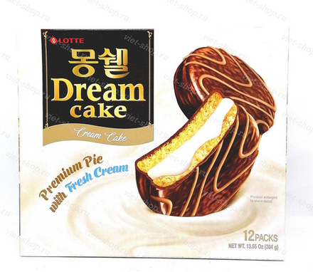 Пирожное в шоколадной глазури Dream Cake cream, Lotte, 12 пак.