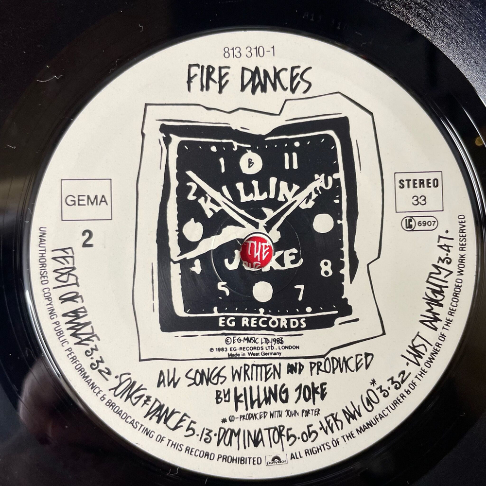 Винтажная виниловая пластинка LP Killing Joke Fire Dances (Germany 1983)