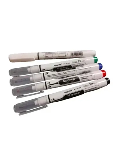 Набор тонких строительных маркеров с удлиненным наконечником (5 цветов: черный, красный, зеленый, синий, белый) для точной разметки по металлу, дереву, стеклу и ткани