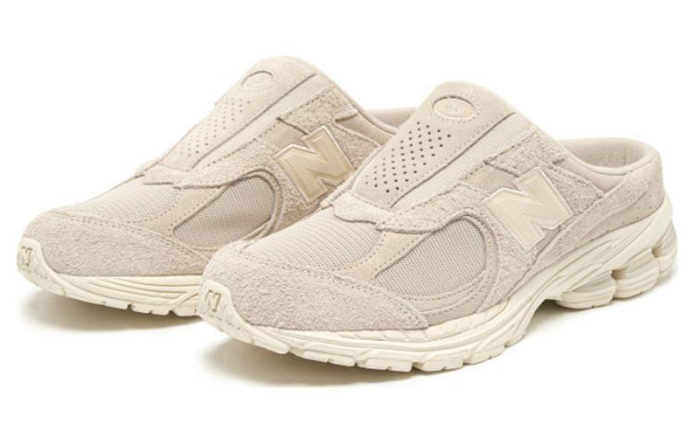 New Balance NB 2002RM fabric two-layer suede half-drag non-slip wear-resistant lightweight low-top sports casual shoes for men and women the same beige