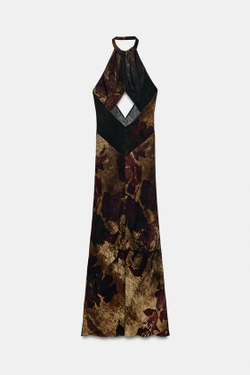 ZARA ПЛАТЬЕ С ПРИНТОМ И ГОРЛОВИНОЙ ХАЛТЕР — ZW COLLECTION, РАЗНОЦВЕТНЫЙ