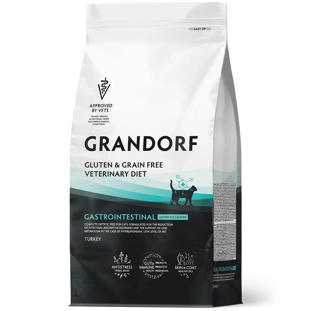 GRANDORF GASTROINTESTINAL MODERATE CALORIE сухой корм для кошек / при гиперлипидемии и острых расстройствах пищеварения (2 кг)