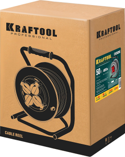 KRAFTOOL K-325, КГ, 3 х 2.5 мм2, 50 м, 4000 Вт, IP44, силовой удлинитель на стальной катушке (55086-50)