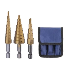 Набор ступенчатых сверл 3 шт. с шестигранным хвостовиком