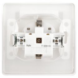 Розетка Intro Style 7-209-01 2P+E Schuko с крышкой штор., 16А-250В, IP44, СУ, белый
