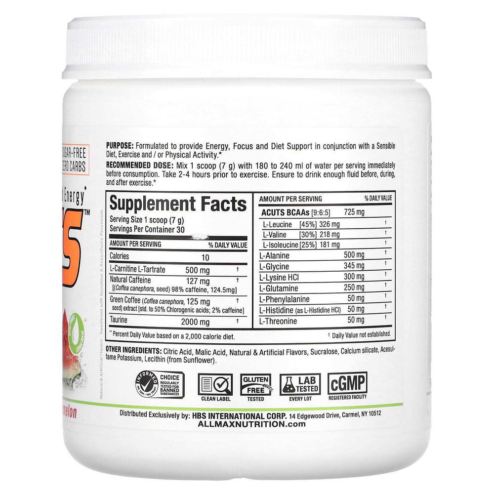 ALLMAX, ACUTS™, аминокислотная добавка, со вкусом арбуза, 210 г (7,4 унции)