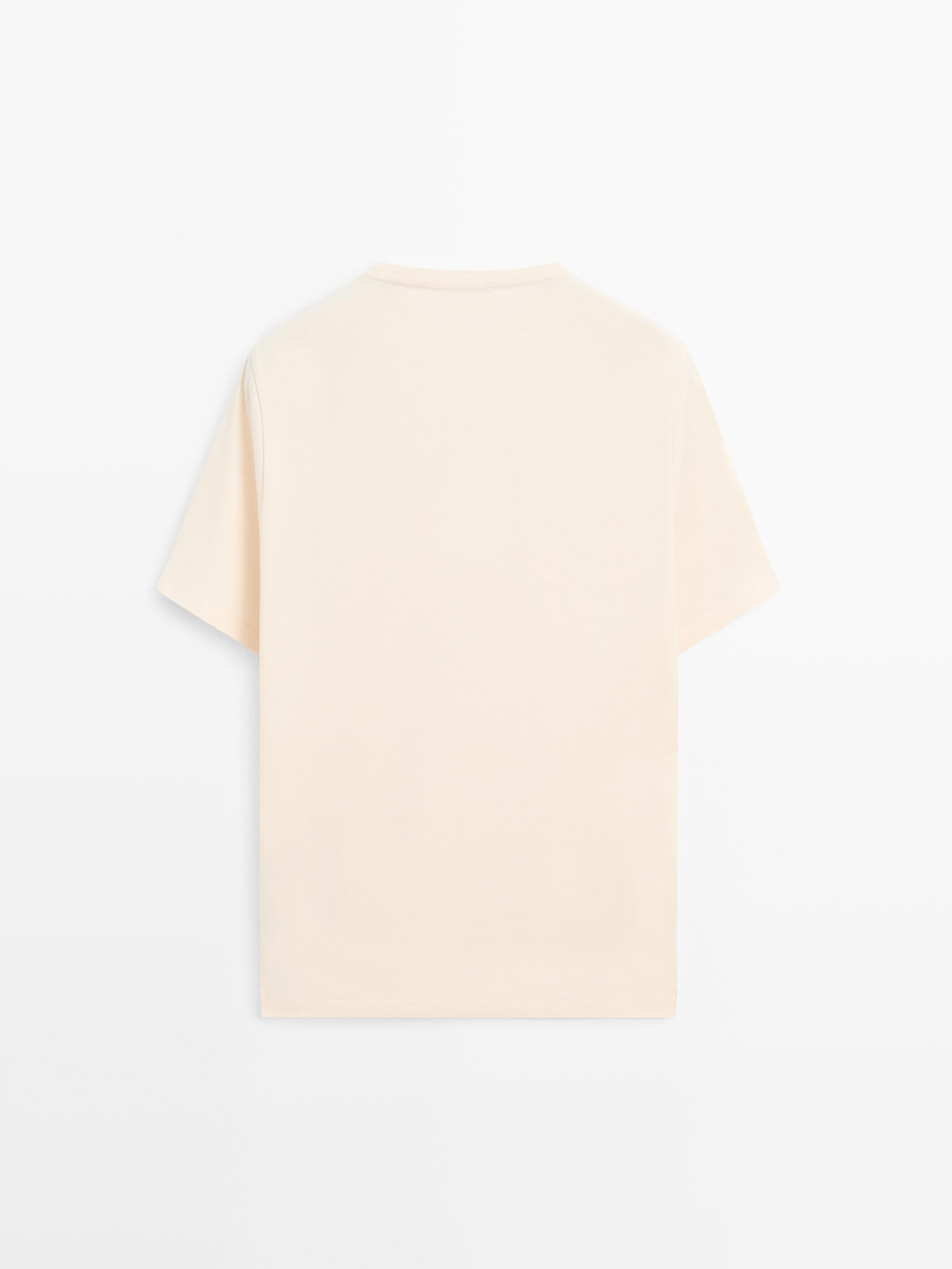 Massimo Dutti Футболка классического кроя с круглым вырезом, натуральный/кремовый