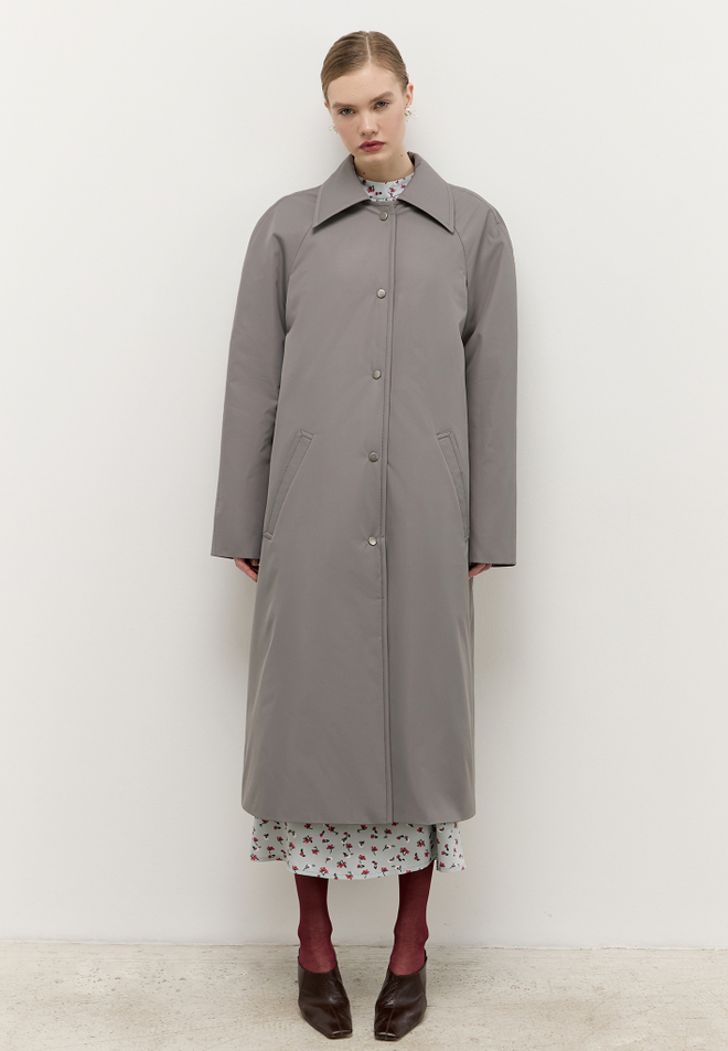 Тренч однобортный утепленный