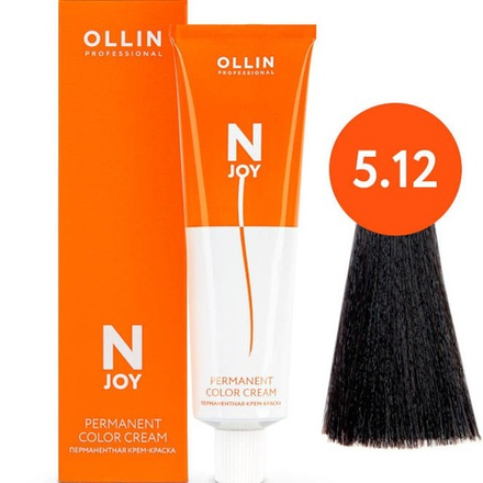OLLIN PROFESSIONAL N-JOY - перманентная крем-краска для волос, 5/12 светлый шатен пепельно-фиолетовый, 100 мл