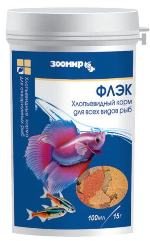 корм для рыб ЗООМИР Флэк хлопья (баночка), 15 гр