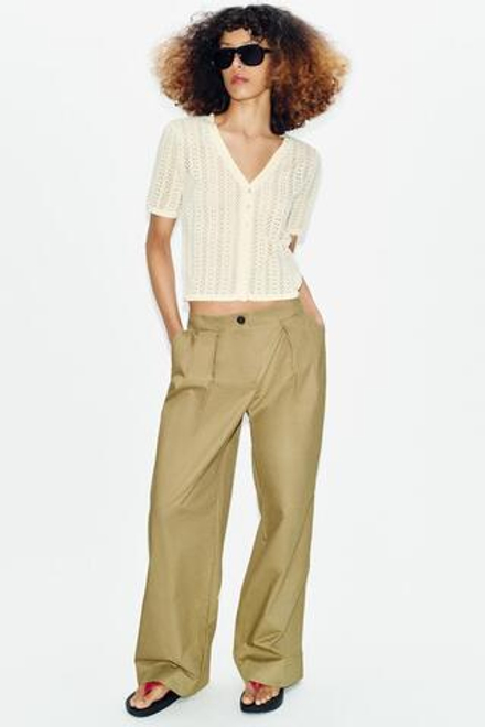 ZARA КАРДИГАН С КОРОТКИМИ РУКАВАМИ, ВАНИЛЬНЫЙ