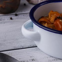 Кастрюля для подачи 11,3 см h4,7 см 350 мл круглая Blue Rim эмалированая сталь SUNNEX [1]