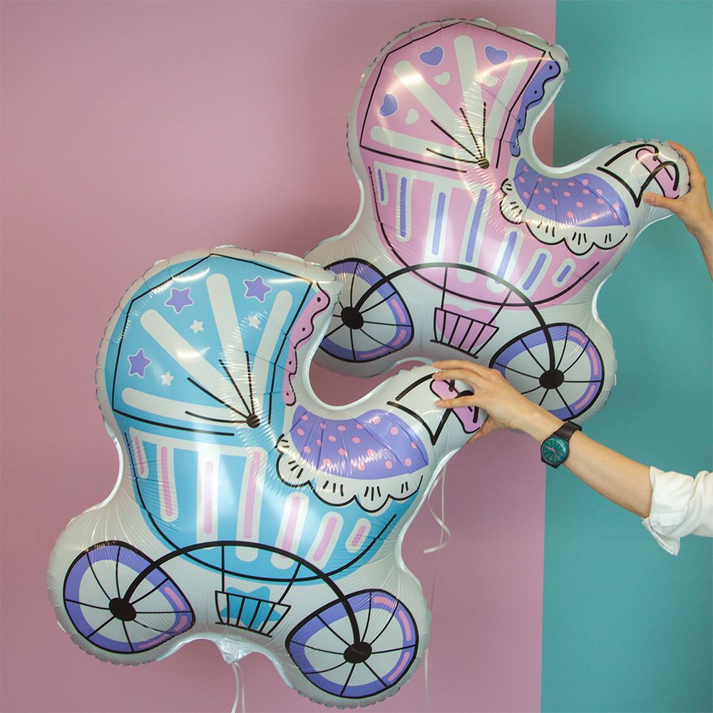 Шар (29''/74 см) Фигура, Коляска для девочки, Розовый, 1 шт. в упак.