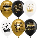 Шар (12''/30 см) С Юбилеем! (короны), Ассорти, хром, 2 ст, 25 шт.