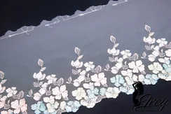 05-128 ОПТ Вышивка на неэл. сетке 20 см, айвори/ментол/желтый (правая)