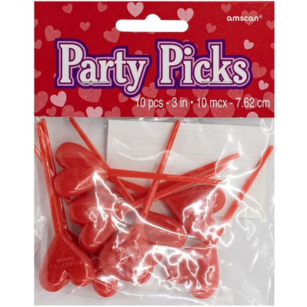 Пика д/канапе Сердце пласт 7,6см 10шт