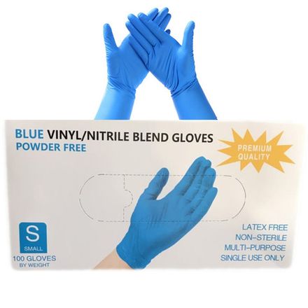 WallyPlastic Перчатки нитровиниловые голубые, размер S, 50 пар