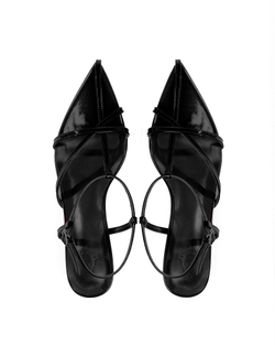 Босоножки лакированные из натуральной кожи черный