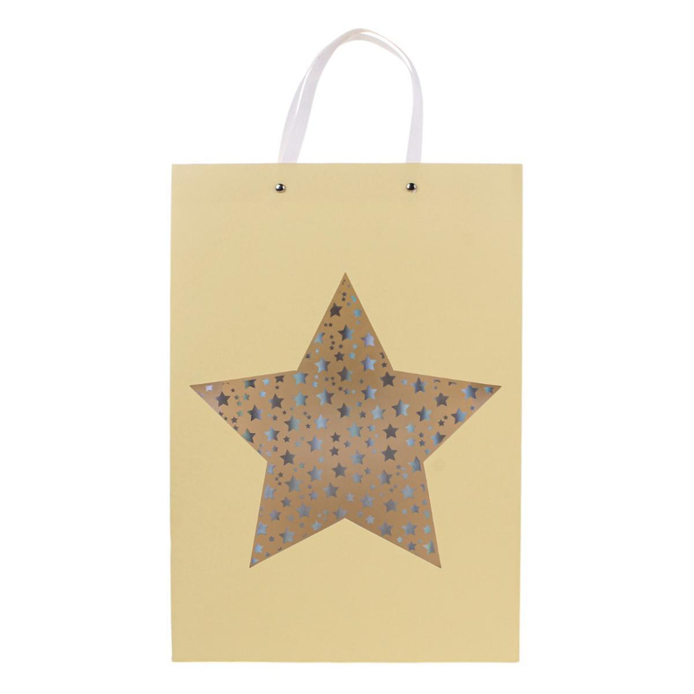 Пакет подарочный "Star" 44*31*12см, прозрач.окно в виде звезды с гологр.эфф.