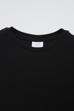 ZARA ПЛАТЬЕ ОБЪЕМНОГО КРОЯ В РУБЧИК, ЧЕРНЫЙ