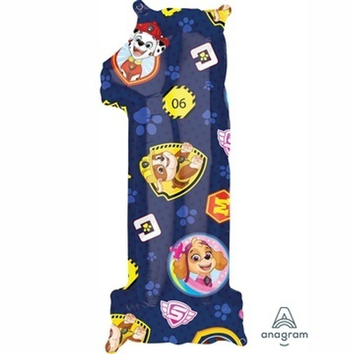 Шар фольгированный Цифра "1" Щенячий Патруль, 26" с гелием