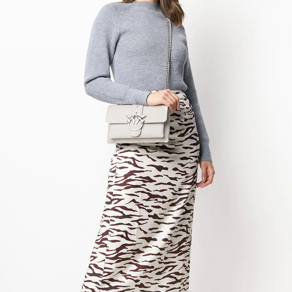 Сумка Pinko Soft Series Chain Swallow Silver Buckle Cowhide Messenger Bag Messenger Shoulder Bag Mini White, 1P21KU-Y5FF-I09