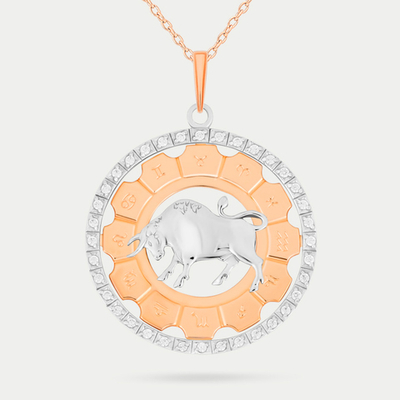 Женская подвеска Знак Зодиака "Телец" из розового золота 585 пробы с фианитами (арт. 75216)