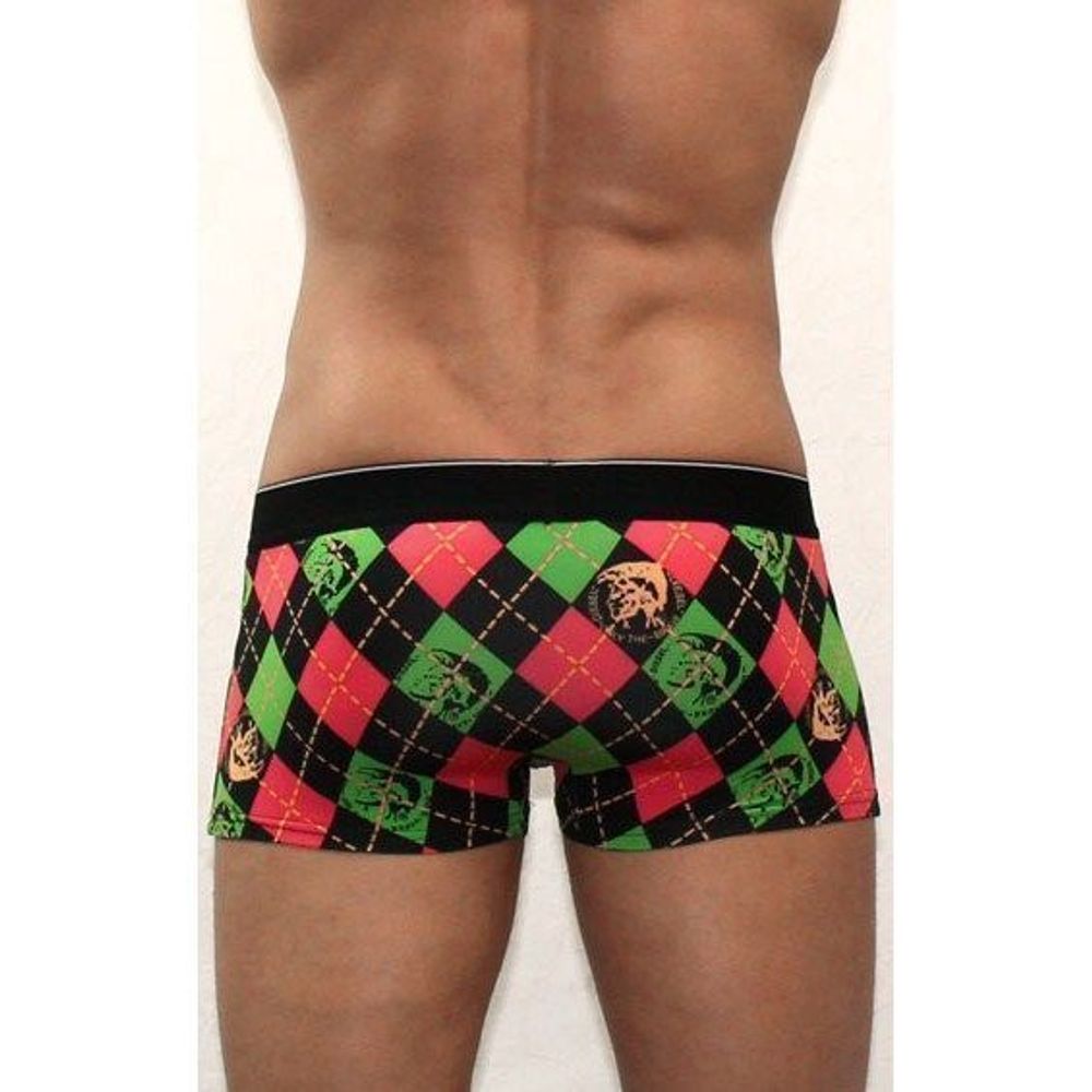 Мужские трусы боксеры черные с зелено-красным ромбами Diesel Black Trunks DIS0132