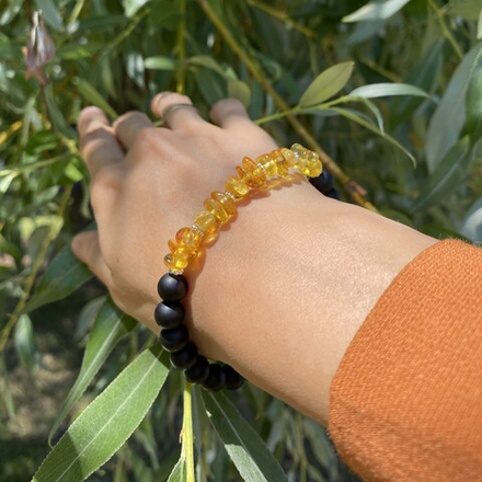 Браслет шунгит+янтарь 7