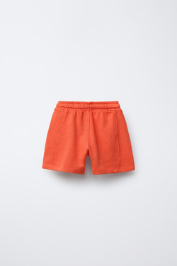 ZARA ШОРТЫ GARMENT DYE С ВЫШИТЫМ ЛОГОТИПОМ, КОРАЛЛОВЫЙ
