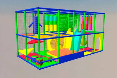 Детский игровой лабиринт с крышей «Сказочный домик» 6,15×2,46×3,3 м