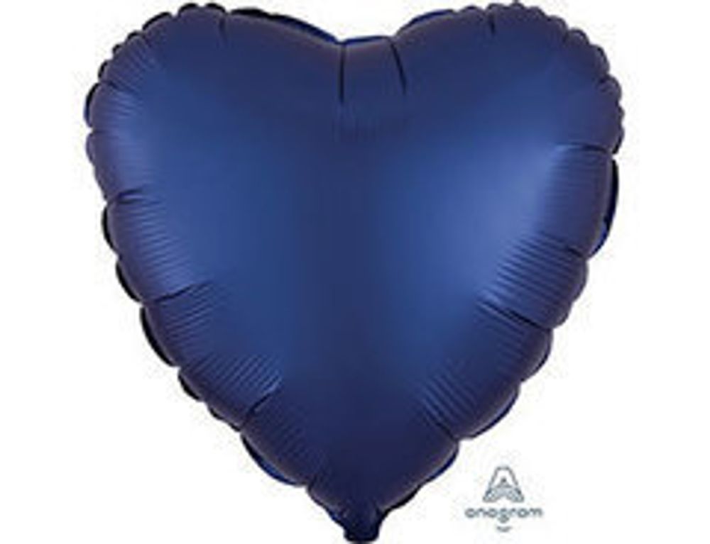 AN Шар сердце 18"/46 см, сатин Navy Темно синий (БГ-15) 
