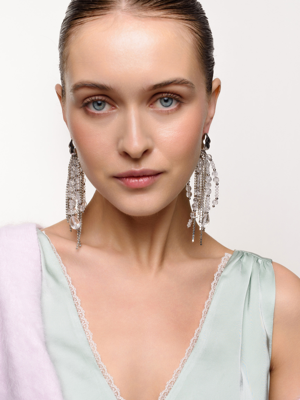 Серьги "Bunch shine" с горным хрусталём Silver