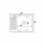 Мойка врез 65х50 (0,8) прав вып 3 1/2  MIXLINE 18см с сифоном ДЕКОР