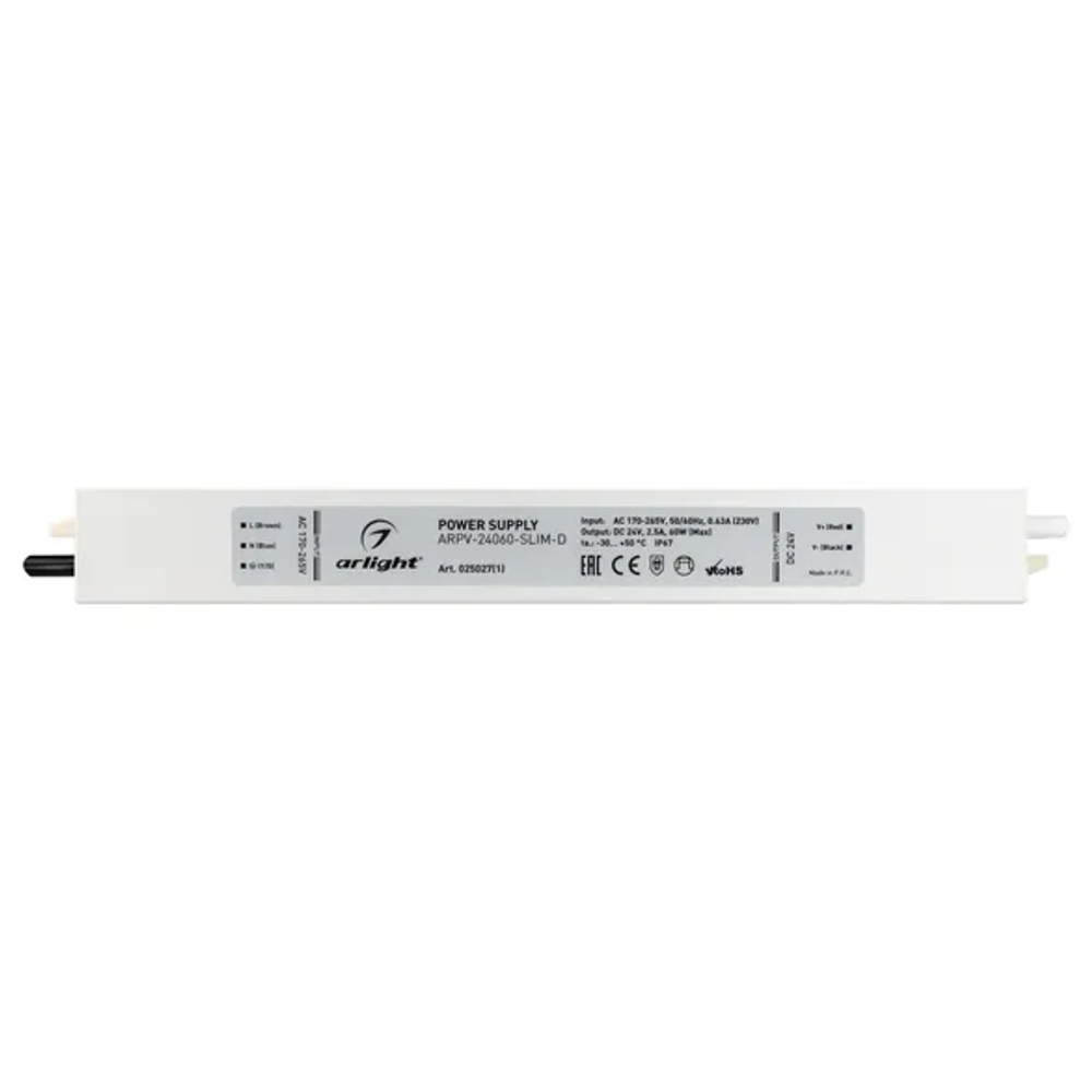 Блок питания ARPV-24060-SLIM-D (24V, 2.5A, 60W) (Arlight, IP67 Металл, 3 года) 025027(1)